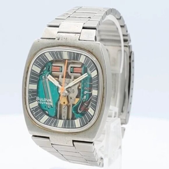 Vintage Accutron TV Spaceview "T" Men's Tuning Fork Wristwatch 214 USA Steel - Picture 1 of 5